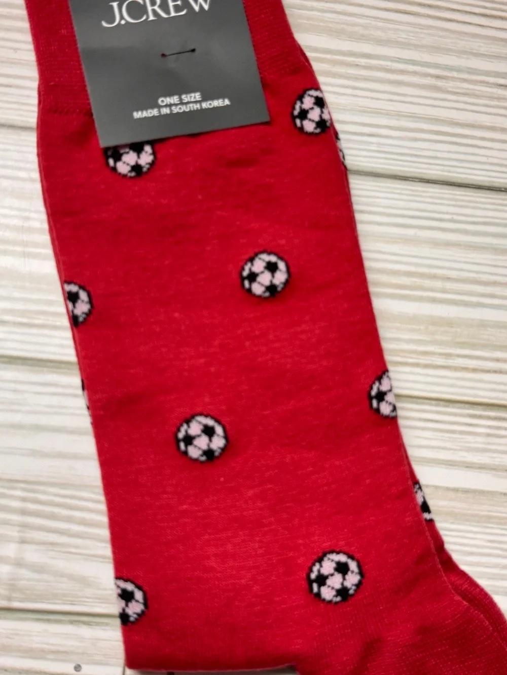 J.Crew Football Pattern Crew Style Red Patterned Crew Socks New with Tag